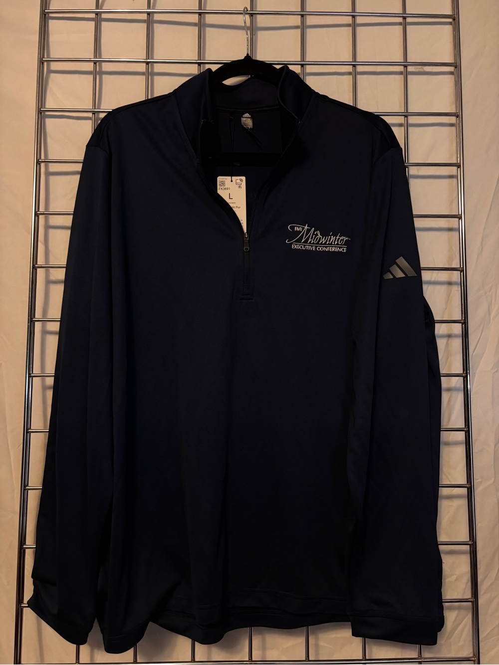 adidas Navy Quarter-Zip Performance Pullover Advertisement shirt New